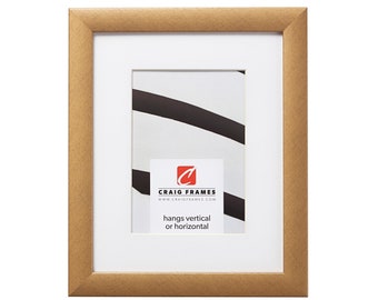 Distressed Gold Picture Frame, 1" Wide, with White Mat