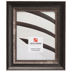 Ventura, Scratched Black Picture Frame, 2" Wide, 35 Common Sizes (7475) Craig Frames Pewter Picture Frame, Silver and Black Frame, Frames