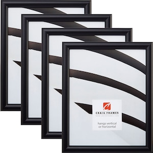 Bullnose, Contemporary Black Picture Frame, .75&quot; Wide, Set of Four, 35 Common Sizes (FW2BKL-4) Craig Frames, Set of Picture Frames