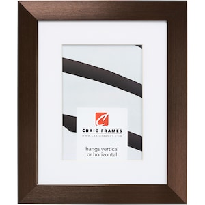 Bronze Picture Frame with White Mat, Modern Copper Finish