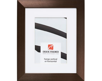 Bronze Picture Frame with White Mat, Modern Copper Finish