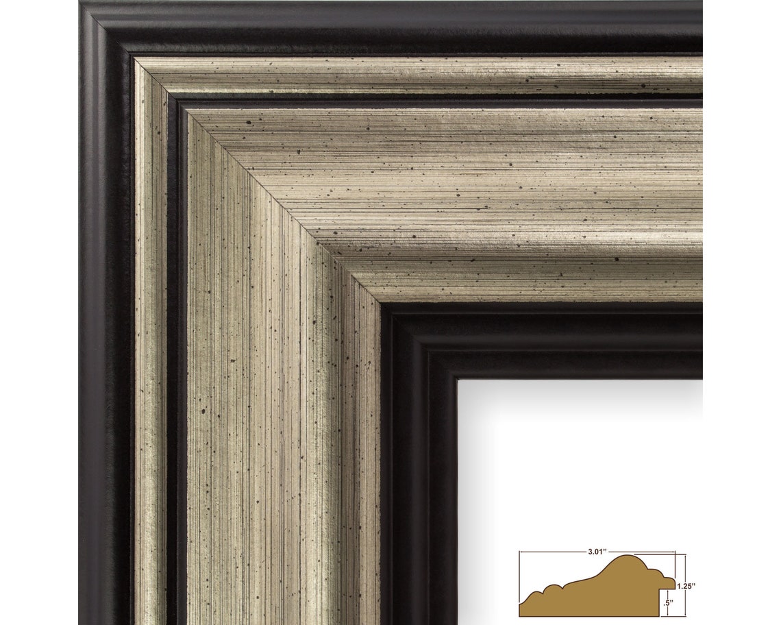 Sonora plata envejecida y negro marco de cuadro con una Sonora plata envejecida y negro marco de cuadro con una