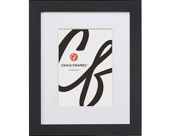 Modern Black Picture Frame with White Mat, Craig Frames 1" Wide