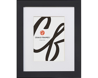 Essentials, Modern Black Picture Frame With Single White Mat, 1" Wide, 40 Common Sizes (646BK) Craig Frames, Simple Black Frame, Photo Frame