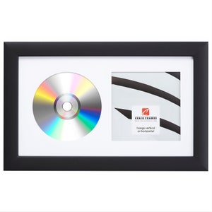 White CD Display Mat, Complete With 1&quot; Wide Black Picture Frame (CD1WB3WH) Craig Frames, Compact Disc Booklet Arrangement, Frame Music Décor