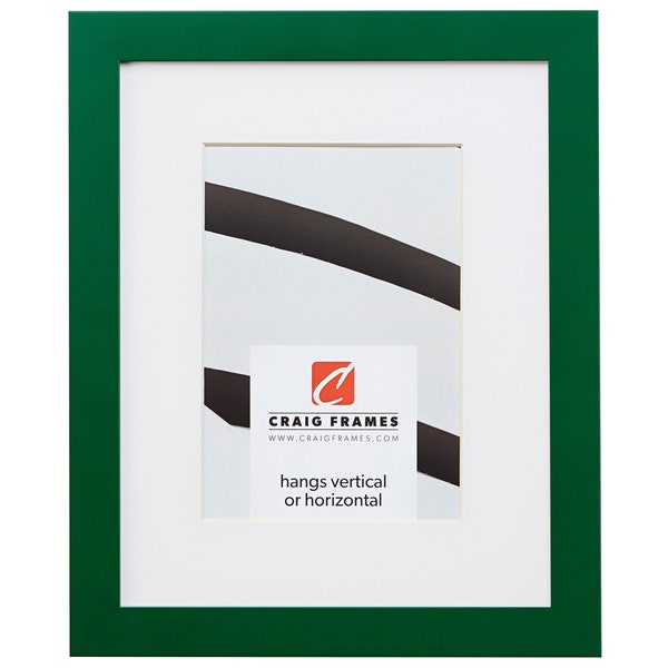 Confetti, Modern Green Picture Frame With White Mat, .875" Wide, 34 Common Sizes (140650) Craig Frames