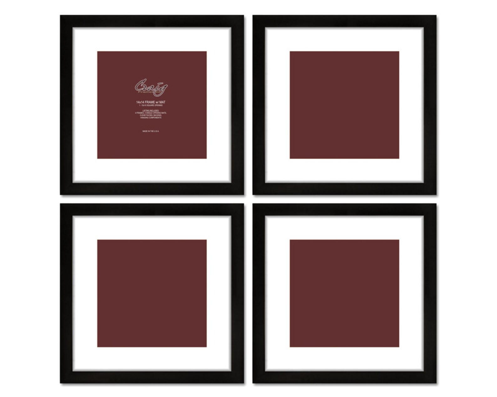 Contemporary 14x14inch Black Picture Frame White Mat With Etsy