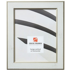 Crackle, Cracked White and Gold Picture Frame, 1.5" Wide, 35 Common Sizes (2781220) Craig Frames