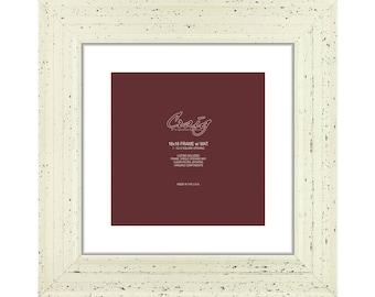 Rustic Off-White Picture Frame, Single White Mat, 12x12 Opening