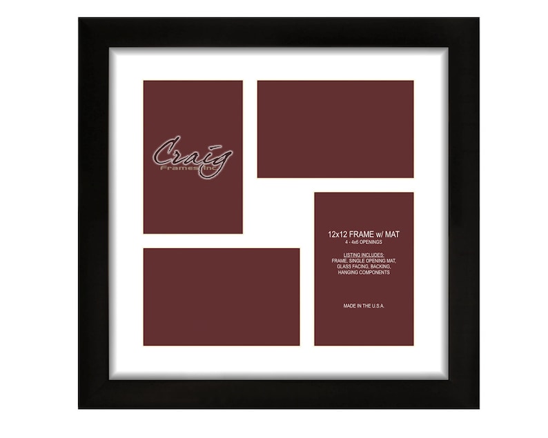 Craig Frames 12x12 Inch Black Picture Frame With Single White Image 0