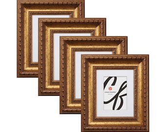 Gothic Aged Gold Picture Frame Set, Ornate 3.125" Wide