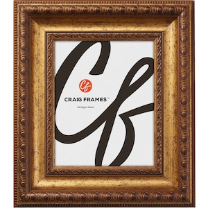 Arqadia Gothic, Aged Gold Picture Frame with Glass, 3.125&quot; Wide, 25 Common Sizes (7372), Craig Frames, Antique Gold Ornate Frame