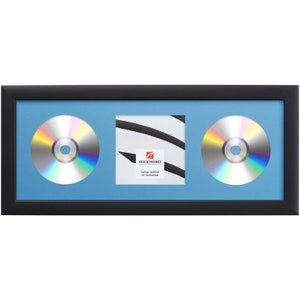 Light Blue 2-CD Display Mat Complete w/ 1&quot; Wide Black Frame (2CD1WB3LTBL), Craig Frames, Compact Disc Booklet Arrangement, Frame Music Décor