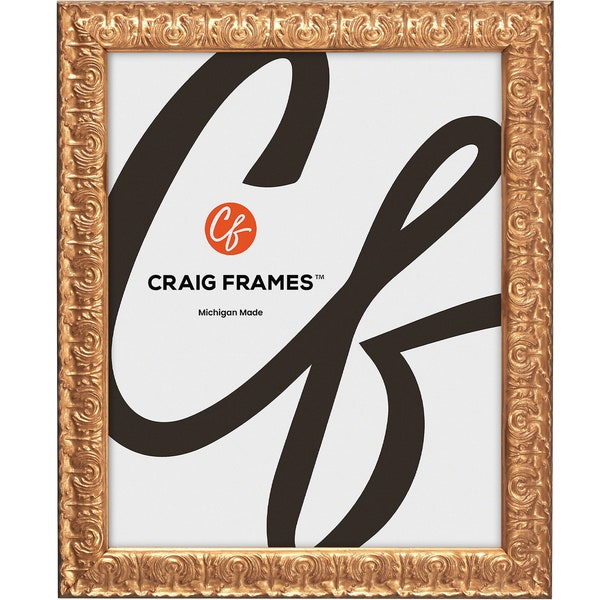 Versailles, Ornate Gold Picture Frame with Glass, 1" Wide, 25 Common Sizes (11239) Craig Frames French Country Decor, Baroque Frame