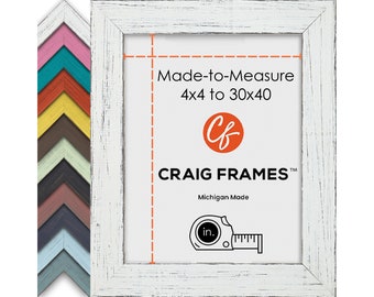 Custom Rustic Picture Frame, 1.5" Distressed Wood, Made to Order, 12 Colors