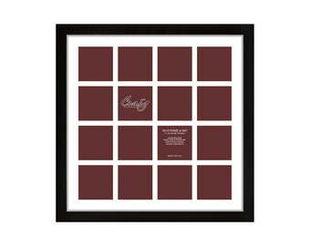 18x18 Black Collage Picture Frame, 16 Square Photo Mat