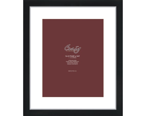 Black 15x18 Picture Frame with White Mat, 11x14 Opening
