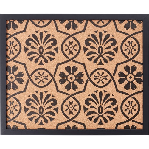 Tableau d’affichage décoratif en liège, 18,5 x 23 pouces, cadre noir avec motif floral, tableau d’affichage encadré, tableau d’affichage mural, cadres Craig