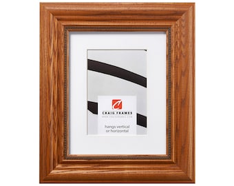 Colonial Honey Brown Wood Picture Frame With White Mat