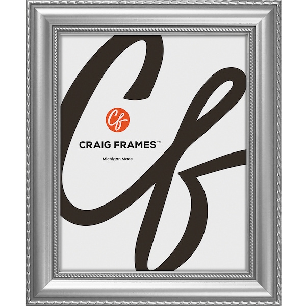 Victoria, Ornate Silver Picture Frame with Glass, 1.375" Wide, 25 Common Sizes (83589040) Craig Frames Traditional Silver Picture Frame