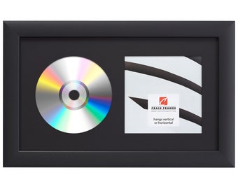 Black CD Display Mat Complete w/ 1" Wide Black Picture Frame (CD1WB3BK0712), Craig Frames, Compact Disc Display, CD Art Booklet Arrangement