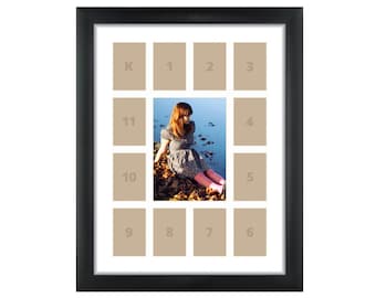 Black School Years Picture Frame, 13 Opening Collage Mat, 12x16 Inch
