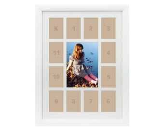 White School Years Picture Frame, Collage Mat, 13 Openings, 12x16 Inch
