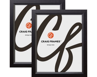 Ebony Black Wood Picture Frame Set, Traditional Style, .875" Wide