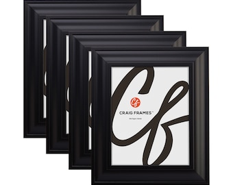 Black Picture Frame Set of Four, 2" Wide, with Glass Facing