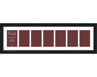 8x30 Black Picture Frame, 7-Opening Collage Mat
