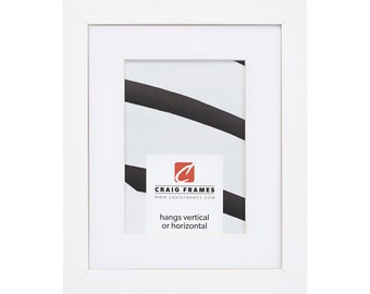 Satin White Picture Frame with Mat, Modern Style, Craig Frames