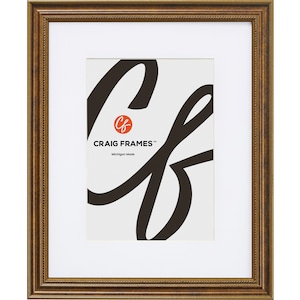 Stratton, Aged Bronze Picture Frame With Single Opening White Mat, .75&quot; Wide, 36 Common Sizes (314BR) Craig Frames Bronze Frame, Photo Frame