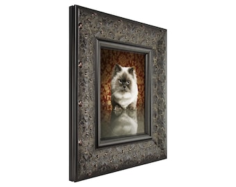 Black Walnut Ornate Picture Frame, Wide Gothic Style, 35 Common Sizes