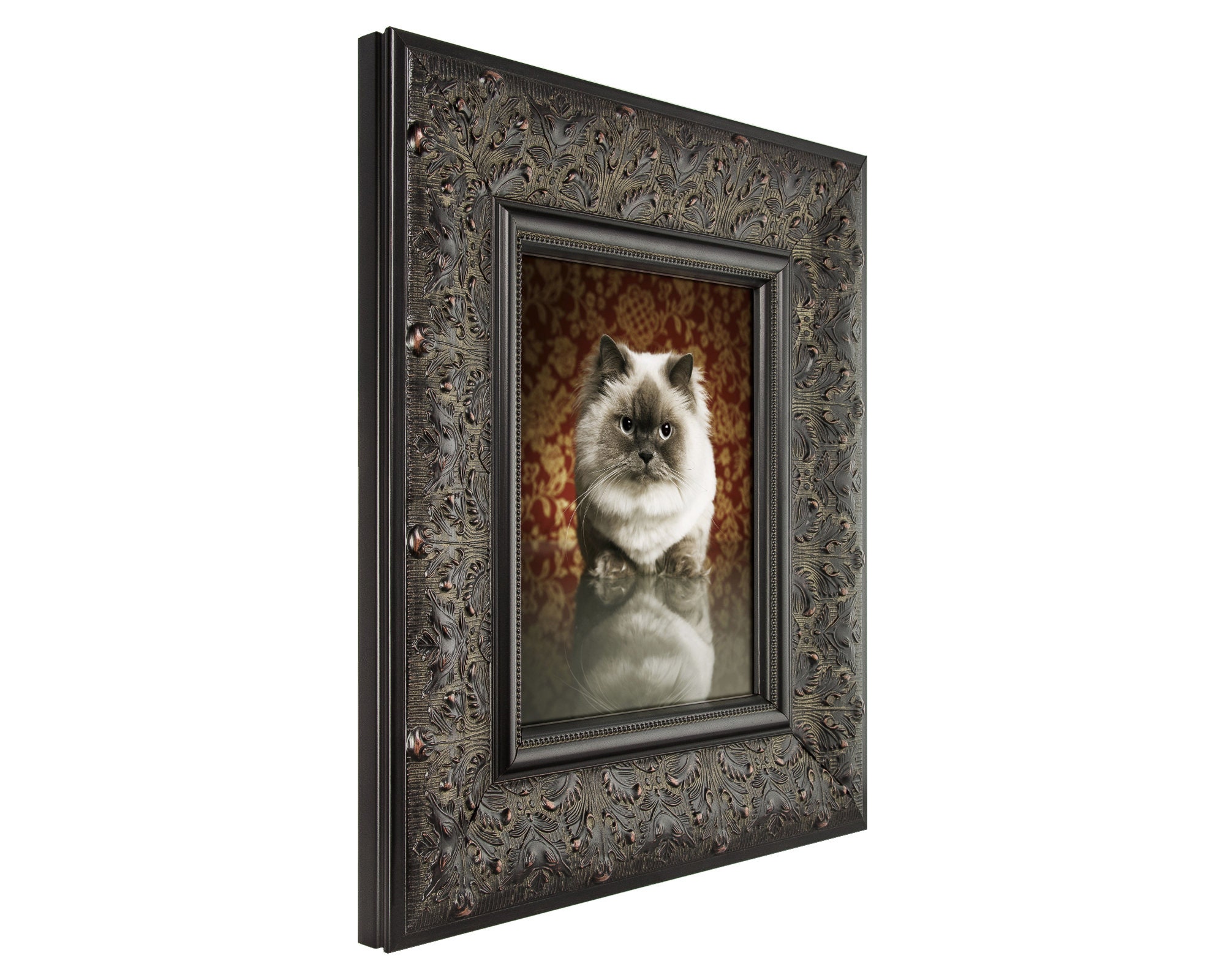 ヴィンテージイタリア製額x3 Borromini, Black Walnut Ornate Picture Frame, 3.5