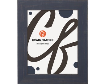 Rustic Weathered Blue Picture Frame, 1.5" Wide, Solid Wood