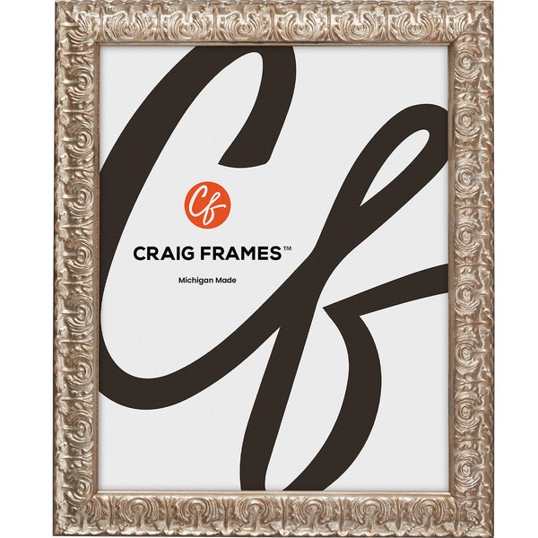 Versailles, Ornate Silver Picture Frame with Glass, 1" Wide, 25 Common Sizes (11240) Craig Frames French Country Decor, Baroque Frame