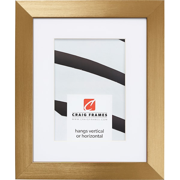 Modern Aesthetics 125, Gold Picture Frame With Single White Mat, 1.25" Wide, 34 Common Sizes (EC531), Craig Frames, Gold Finish