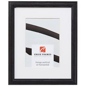 Wiltshire 236, Simple Black Hardwood Picture Frame With Single White Mat, .75&quot; Wide, 33 Common Sizes (2364BK) Craig Frames