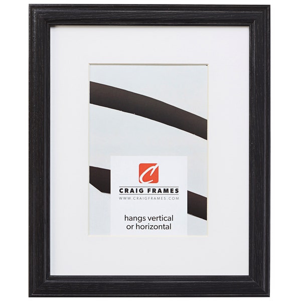 Wiltshire 236, Simple Black Hardwood Picture Frame With Single White Mat, .75" Wide, 33 Common Sizes (2364BK) Craig Frames