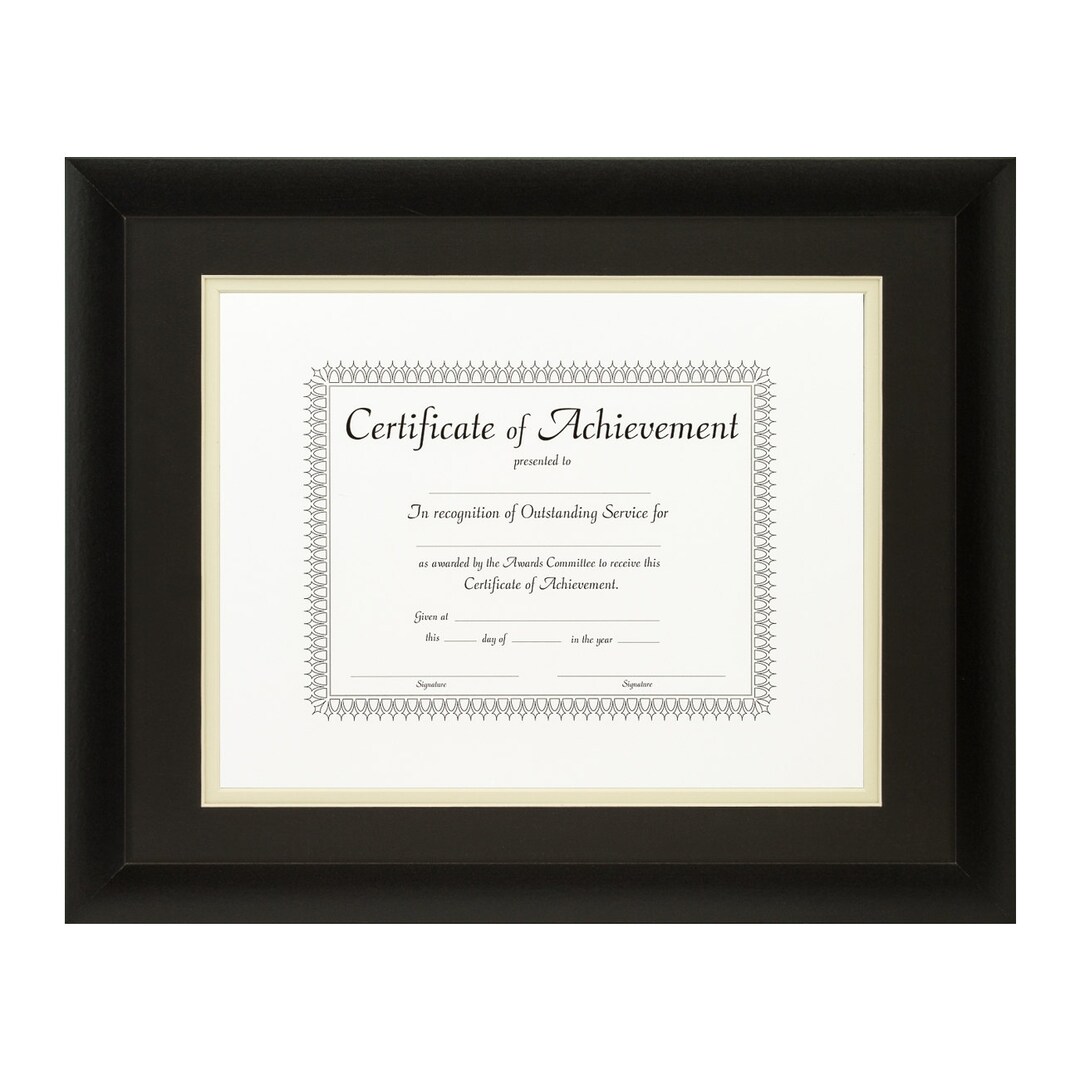 Contemporary, Black Document Frame, 11x14 Inch, Double Mat With Single 8.5x11 Inch Opening