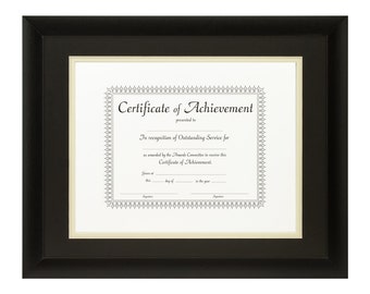 Contemporary, Black Document Frame, 11x14 Inch, Double Mat with Single 8.5x11 Inch Opening (500111402N02E), Craig Frames, College Degree