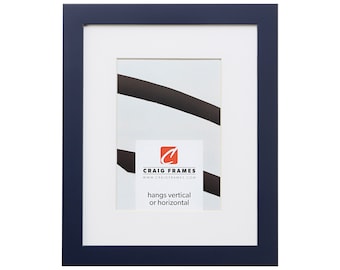 Confetti, Modern Navy Blue Picture Frame With Single White Mat, .875 Wide, 34 Common Sizes (9160) Craig Frames, Thin Navy Blue Picture Frame