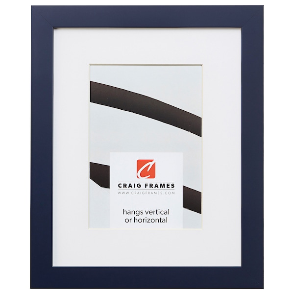 Confetti, Modern Navy Blue Picture Frame With Single White Mat, .875 Wide, 34 Common Sizes (9160) Craig Frames, Thin Navy Blue Picture Frame