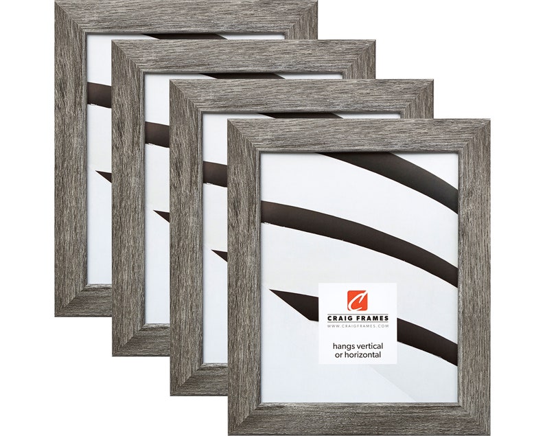 Bauhaus 1.25 Wide 8.5x11 Inch Gray Barnwood Picture Frame Set Set of Four FM26GRY8511L-4 Craig Frames