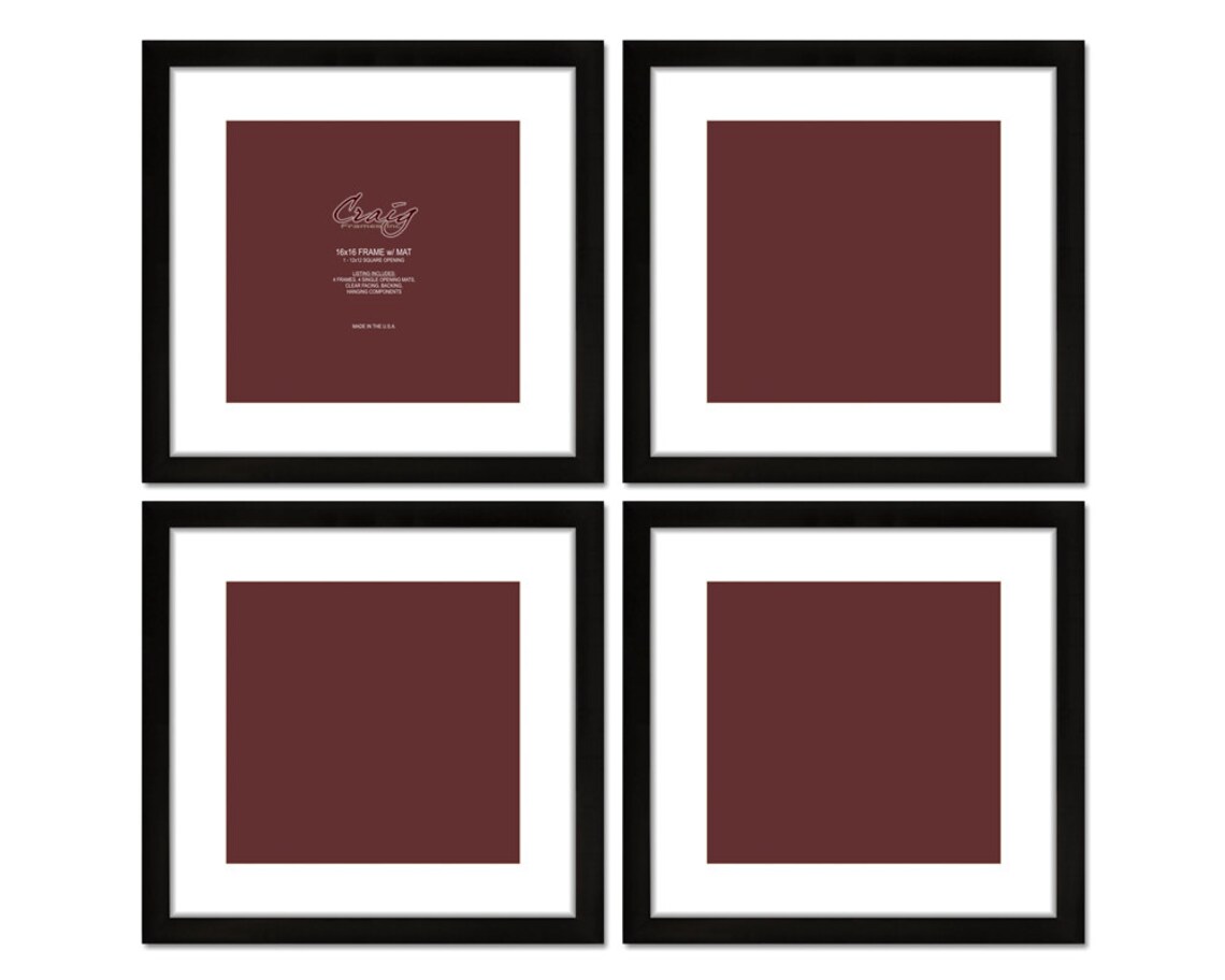 Craig Frames 16x16 Inch Black Picture Frame White Mat with Etsy