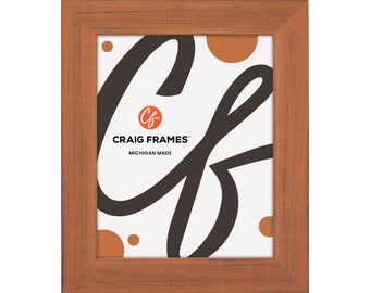 Jasper, Rustic Bourbon Orange Picture Frame with Glass, 1.5" Wide, 25 Common Sizes (B927) Craig Frames Burnt Orange, Modern Farmhouse Decor