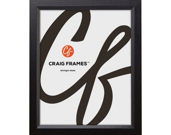 Ebony Black Wood Picture Frame, .875" Wide, Acrylic Facing