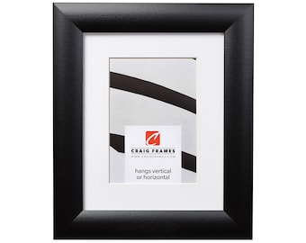 Contemporary Black Picture Frame, Wide Gallery Style with White Mat