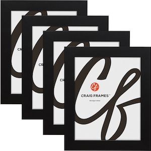 Bauhaus 125, Modern Satin Black Picture Frame, 1.25&quot; Wide, Set of Four, 25 Common Sizes With Glass Facing (76808704) Craig Frames Puzzle Set