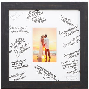 Wedding Signature Picture Frame, 14x14 Inch, Matted to Display a 5 X 7 Inch  Photo, Antique Bronze, Craig Frames 